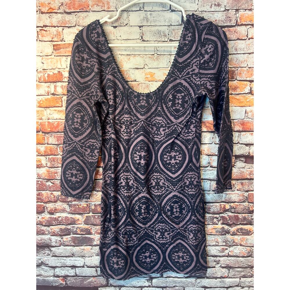 Free People purple textured 3/4 sleeve dress tunic women's size medium